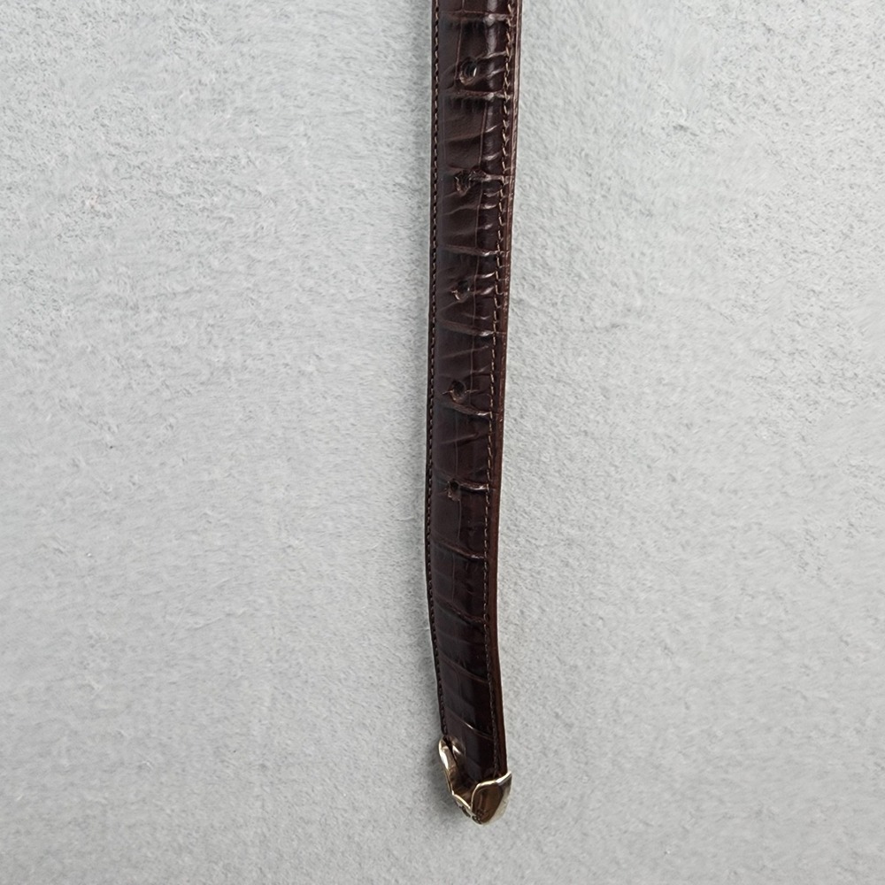 Brighton Belt Womens Medium L 32 Brown Croc Embossed Leather Charm Silver Buckle - Picture 6 of 8